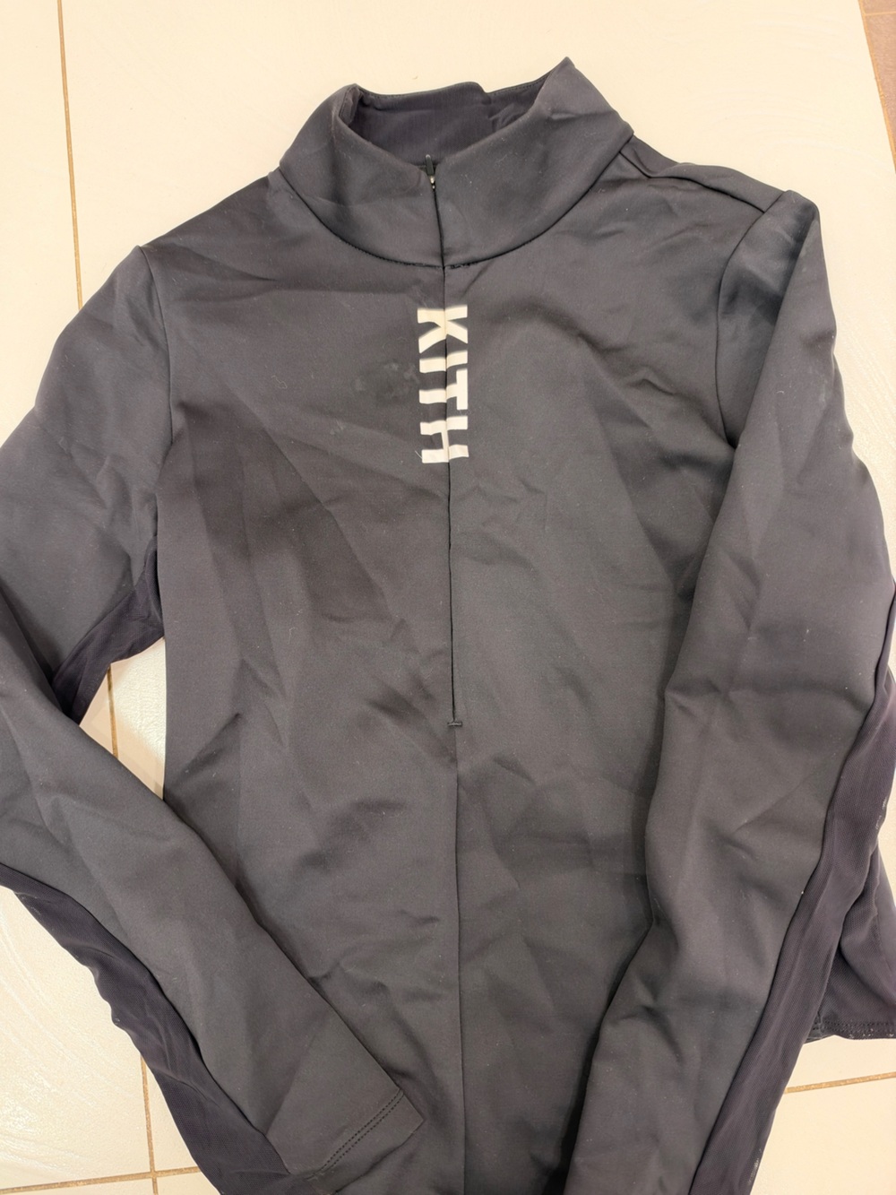 Kith Women Black BodySuit with White KITH Back Logo- Zipper in front